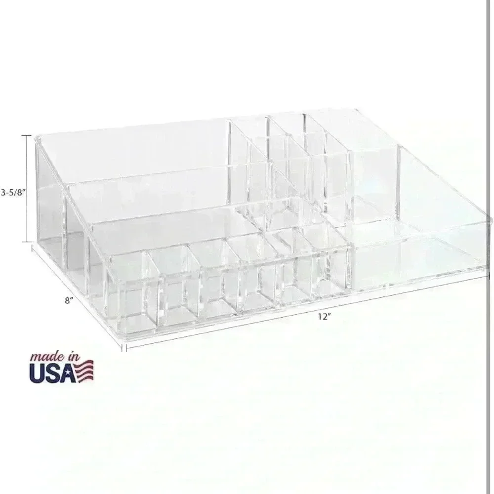 Audrey Clear Vanity Makeup Organizer | 15-Compartment Holder for Beauty Supplies